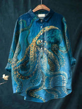 Women's Octopus Print Casual Cotton And Linen Shirt